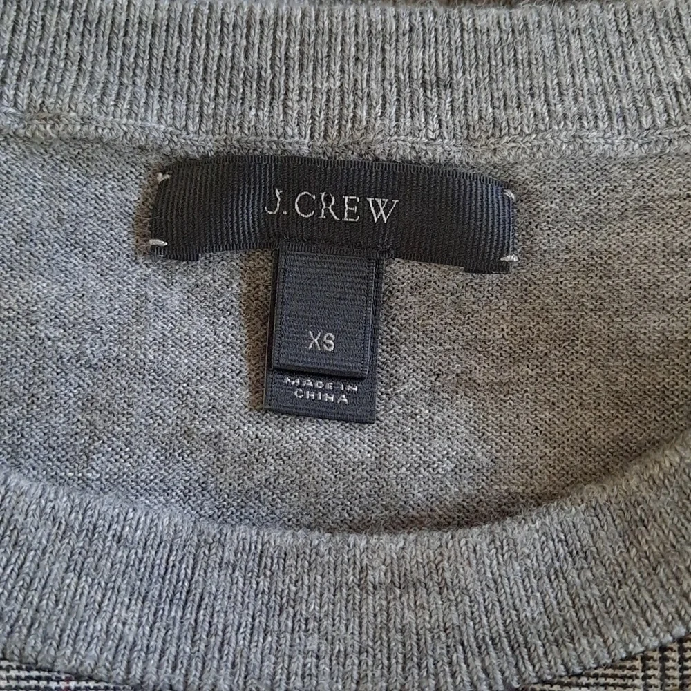 J. Crew Grey Embellished Tippi Glenn Plaid Sweater